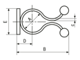Technical drawing with dimensions of Twist lock adhesive backed