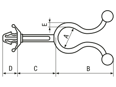 带尺寸的技术图：扭线环