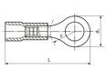 Technical drawing with dimensions of Panduit® Pan-Term® - Solderless terminals ring type with PVC insulation