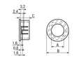 Technical drawing with dimensions of Snap bushings