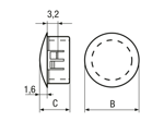 Technical drawing with dimensions of Hole plugs