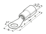 Technical drawing with dimensions of BM - Solderless terminals ring type with PVC insulation