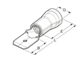 Technical drawing with dimensions of BM - Push-on terminals with antivibration copper sleeve and PVC insulation