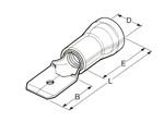 Technical drawing with dimensions of BM - Push-on terminals with antivibration copper sleeve and PVC insulation