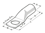 Technical drawing with dimensions of BM - Compression cable lugs DIN
