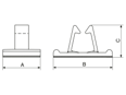 Technical drawing with dimensions of Panduit® - Adhesive backed vertical cord clips
