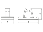 Technical drawing with dimensions of Panduit® - Adhesive backed vertical cord clips