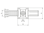Technical drawing with dimensions of Panduit® - Adjustable and releasable clamps