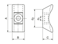 Technical drawing with dimensions of Panduit® Pan-Ty® - Cable tie mounts extra heavy