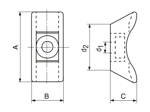 Technical drawing with dimensions of Panduit® Pan-Ty® - Cable tie mounts extra heavy