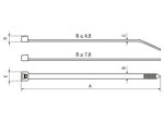 Technical drawing with dimensions of Panduit® Pan-Ty® - Cable ties