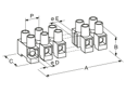 Technical drawing with dimensions of BM - Terminal block 12 pole