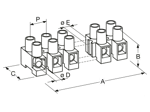 Technical drawing with dimensions of BM - Terminal block 12 pole