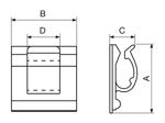 Technical drawing with dimensions of Panduit® - Adhesive backed cord clips