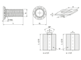 Technical drawing with dimensions of PEM® FH - Self-clinching threaded studs for metallic materials