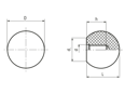 Technical drawing with dimensions of ELESA® PLX. - Plain spherical knobs with tapped blind hole