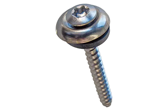 BN 20546 | Hexalobular (6 Lobe) socket oval countersunk head building screws with slot, assembled with finishing washer and sealing ring