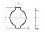 Technical drawing with dimensions of MIKALOR A20R - Two-ear clips for low pressure