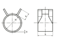 带尺寸的技术图：MIKALOR AML - 弹簧夹 用于低压