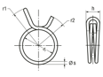 Technical drawing with dimensions of MIKALOR AAL - Wire clips for low pressure