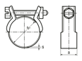 带尺寸的技术图：MIKALOR Normal - 软管夹 用于低压