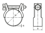 带尺寸的技术图：MIKALOR Normal - 软管夹 用于低压