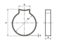 Technical drawing with dimensions of MIKALOR A10R - One-ear clips for low pressure