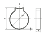 带尺寸的技术图：MIKALOR A10R - 单耳夹 用于低压