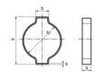 带尺寸的技术图：MIKALOR A20R - 双耳夹 用于低压