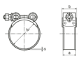 Technical drawing with dimensions of MIKALOR SUPER - Hose clamps for high pressure