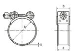 Technical drawing with dimensions of MIKALOR SUPER - Hose clamps for high pressure