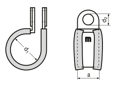 带尺寸的技术图：MIKALOR P-Clip - 橡胶套管夹 用于低压