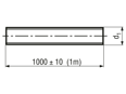 Technical drawing with dimensions of Threaded rod metric thread 1 meter