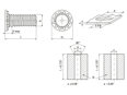 Technical drawing with dimensions of PEM® FHS - Self-clinching threaded studs with UNC thread, for metallic materials