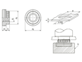 Technical drawing with dimensions of PEM® KFS2 - Self-clinching nuts for PC boards, other plastics and aluminum