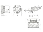 Technical drawing with dimensions of PEM® KFS2 - Self-clinching nuts for PC boards, other plastics and aluminum