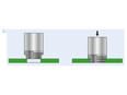 Assembly illustration for PEM® KFSE - Self-clinching threaded standoffs for PC boards and other plastics