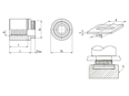 Technical drawing with dimensions of PEM® KFSE - Self-clinching threaded standoffs for PC boards and other plastics