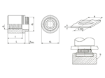 Technical drawing with dimensions of PEM® KFSE - Self-clinching threaded standoffs for PC boards and other plastics