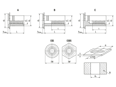 Technical drawing with dimensions of PEM® CSS/CSOS - Self-clinching threaded standoffs for invisible installation, for metallic materials