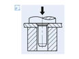 Assembly illustration for PEM® TPS - Self-clinching pilot pins with chamfer for metallic materials
