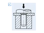 Assembly illustration for PEM® TPS - Self-clinching pilot pins with chamfer for metallic materials