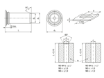Technical drawing with dimensions of PEM® TPS - Self-clinching pilot pins with chamfer for metallic materials