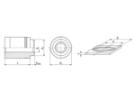 Technical drawing with dimensions of PEM® ReelFast® SMTSO - Surface mount spacers with trou-hole, with adhesive patch, on tape for PC boards