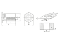 Technical drawing with dimensions of PEM® BSO - Self-clinching threaded standoffs closed type, for metallic materials