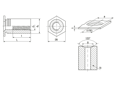 Technical drawing with dimensions of PEM® TSO - Self-clinching threaded standoffs open type, with unthreaded end, for metallic materials