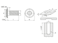Technical drawing with dimensions of PEM® CHC/CFHC - Self-clinching threaded studs for invisible installation, with UNC thread, for metallic materials