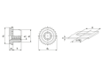 带尺寸的技术图：PEM® U/FEX/FEOX - 微型压铆螺母 用于金属材质