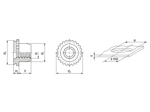 带尺寸的技术图：PEM® U/FEX/FEOX - 微型压铆螺母 用于金属材质
