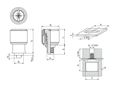 Technical drawing with dimensions of PEM® PF12 - Self-clinching captive panel screws with slot and phillips recess form H, for metallic materials
